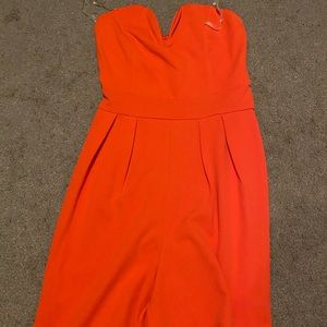 BRIGHT ORANGE STRAPLESS JUMPSUIT